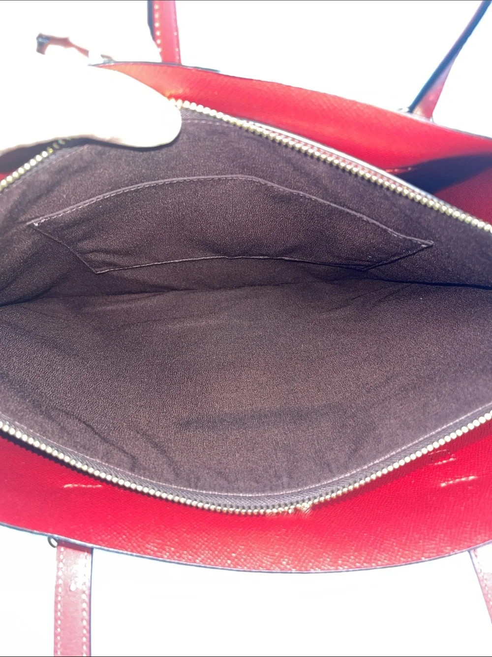 Coach Molly Tote L2377-1665 Signature Canvas Brown Red Leather